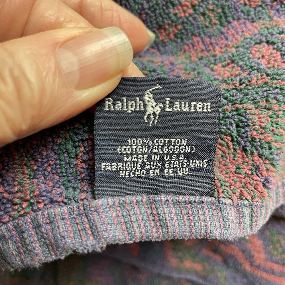 VTG Ralph Lauren Southwest Bathroom Hand Towel Purple Pink Green 100% Cotton USA